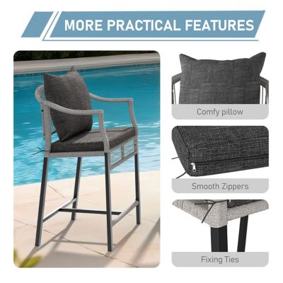 Image showing  3-Piece Patio Conversation Set with Gray Cushions and Pillows