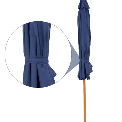 Image showing  Patio Umbrella with Woodgrain Finish - Navy Blue