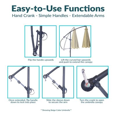 Image showing  Steel Outdoor Offset Patio Umbrella with 4-Piece Base Set - Red