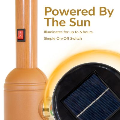 Image showing  Solar Patio Umbrella with Woodgrain Finish - Beige