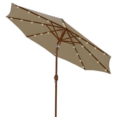 Image showing  Solar Patio Umbrella with Woodgrain Finish - Beige