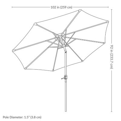 Image showing  Solar Patio Umbrella with Woodgrain Finish - Navy Blue
