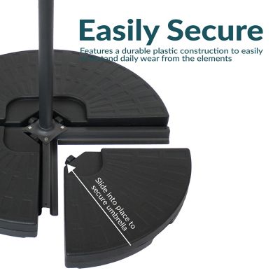 Image showing  Steel Outdoor Offset Patio Umbrella with 4-Piece Round Base Set - Brown