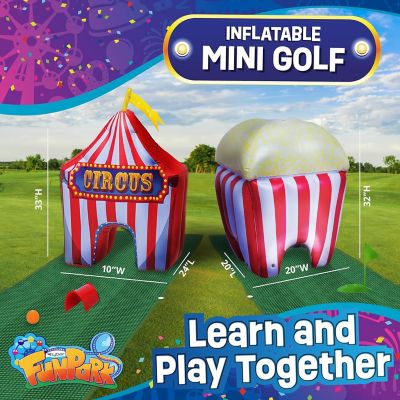 Image showing  Inflatable Toddler Mini Golf Set, 13 Pieces, Adjustable Clubs, Mats, Putting Cups, Obstacles, Indoor/Outdoor