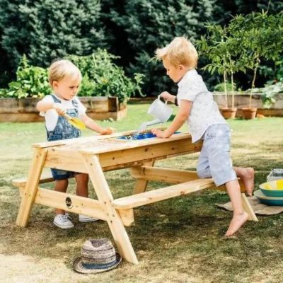 Image showing  Surfside Wooden Sand and Water Picnic Table - Sensory Table Activity, Sturdy Sandbox with Removable Lid, Kids Ages 2+