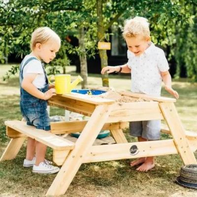 Image showing  Surfside Wooden Sand and Water Picnic Table - Sensory Table Activity, Sturdy Sandbox with Removable Lid, Kids Ages 2+