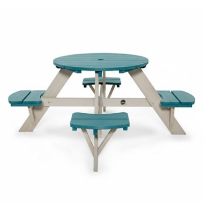 Image showing  Kids Picnic Table - Wooden Toddler Table & Chairs Set, Outdoor Furniture, 4 Built-in Benches, Sturdy, Durable, Ages 3+