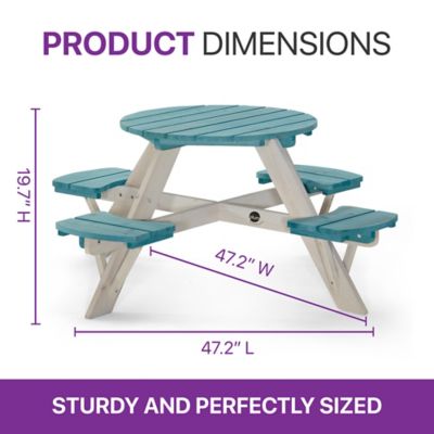 Image showing  Kids Picnic Table - Wooden Toddler Table & Chairs Set, Outdoor Furniture, 4 Built-in Benches, Sturdy, Durable, Ages 3+