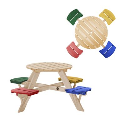 Plum Kids Picnic Table - Wooden Toddler Table & Chairs Set, 4 Built-in Benches, Sturdy, Durable, Weatherproof, Ages 3+