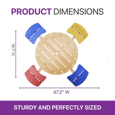 Image showing  Kids Picnic Table - Wooden Toddler Table & Chairs Set, 4 Built-in Benches, Sturdy, Durable, Weatherproof, Ages 3+