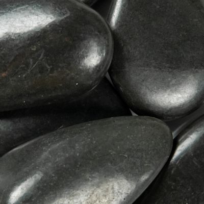 Image showing  Rivora Nero Polished Quartzite Landscaping Rock Pebbles, 2-3.5 In. (55 Bags, 40 lbs/Bag)