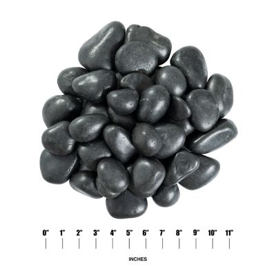 Image showing  Rivora Nero Polished Quartzite Landscaping Rock Pebbles, 1-2 in., 55 Bags, 40 lbs/Bag