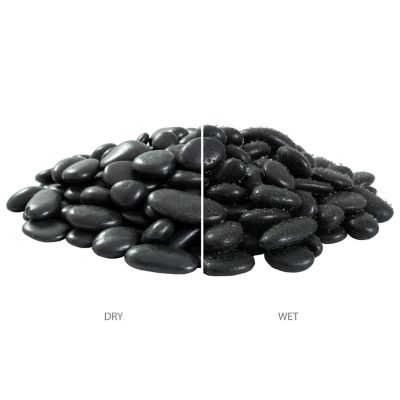 Image showing  Rivora Nero Polished Quartzite Landscaping Rock Pebbles, 0.25-0.75 in., 55 Bags, 40 lbs/Bag