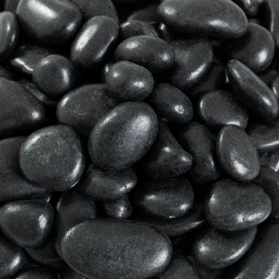 Image showing  Rivora Nero Polished Quartzite Landscaping Rock Pebbles, 0.25-0.75 in., 55 Bags, 40 lbs/Bag