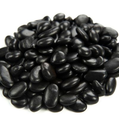 Image showing  Rivora Nero Polished Quartzite Landscaping Rock Pebbles, 0.25-0.5 In. (55 Bags, 40 lbs/Bag)