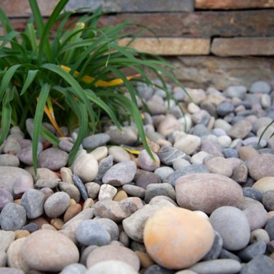Image showing  Rivora Earth Mix Natural Quartzite Landscaping Rock Pebbles, 0.25-1.25 in., 55 Bags, 40 lbs/Bag