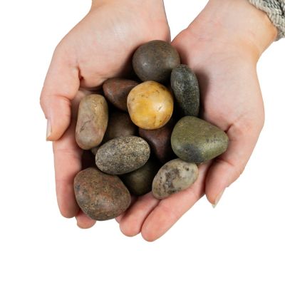 Image showing  Rivora Elemental Blend Polished Quartzite Landscaping Rock Pebbles, 0.75-1.25 in., 55 Bags, 40 lbs/Bag