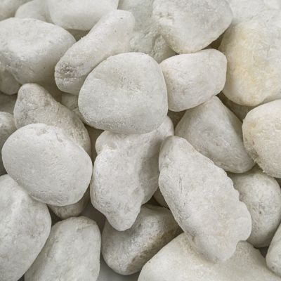 Image showing  Rivora Everest Blanca Natural Marble Landscaping Rock Pebbles, 0.75- 1.25 in., 55 Bags, 40 lbs/Bag