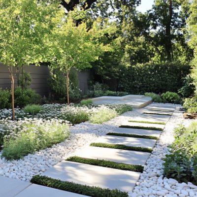 Image showing  Rivora Everest Blanca Natural Marble Landscaping Rock Pebbles, 0.75- 1.25 in., 55 Bags, 40 lbs/Bag