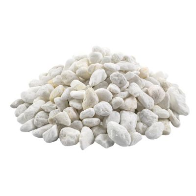 Image showing  Rivora Everest Blanca Natural Marble Landscaping Rock Pebbles, 0.25-0.75 in., 55 Bags, 40 lbs/Bag