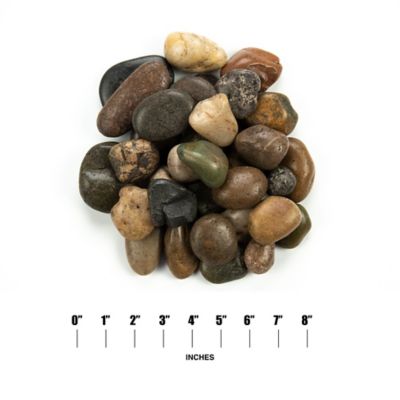 Image showing  Rivora Elemental Blend Polished Marble Landscaping Rock Pebbles, 1-2 in., 55 Bags, 40 lbs/Bag