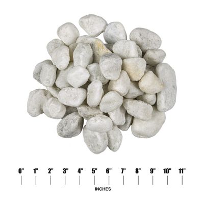 Image showing  Rivora Everest Blanca Natural Marble Landscaping Rock Pebbles, 1-2 in., 55 Bags, 40 lbs/Bag