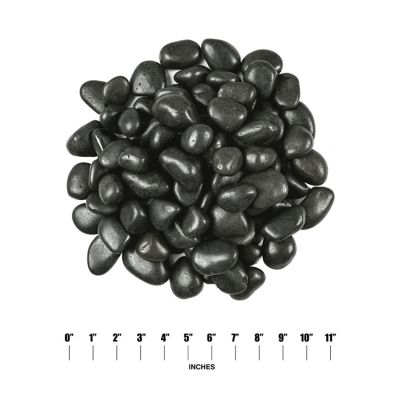 Image showing  Rivora Nero Polished Quartzite Landscaping Rock Pebbles, 0.75-1.25 in., 55 Bags, 40 lbs/Bag