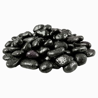 Image showing  Rivora Nero Polished Quartzite Landscaping Rock Pebbles, 0.75-1.25 in., 55 Bags, 40 lbs/Bag