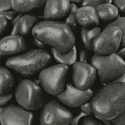 Image showing  Rivora Nero Polished Quartzite Landscaping Rock Pebbles, 0.75-1.25 in., 55 Bags, 40 lbs/Bag