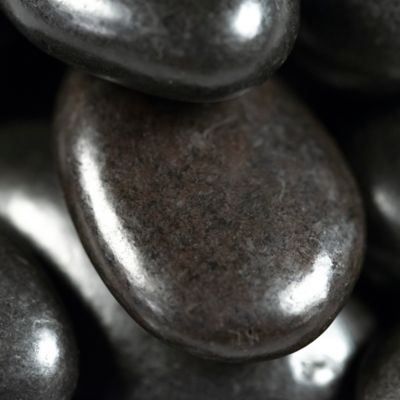 Image showing  Rivora Nero Super Polished Quartzite Landscaping Rock Pebbles, 0.75-1.25 in., 55 Bags, 40 lbs/Bag