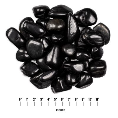 Image showing  Rivora Nero Super Polished Quartzite Landscaping Rock Pebbles, 1-2 in., 55 Bags, 40 lbs/Bag