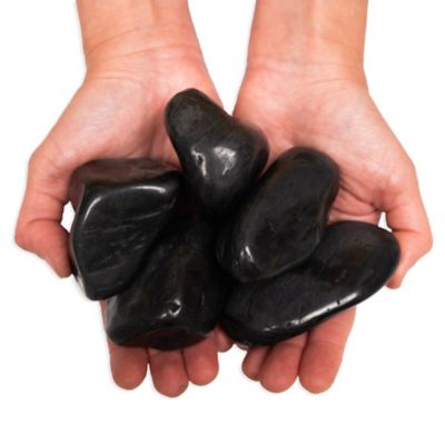 Image showing  Rivora Nero Super Polished Quartzite Landscaping Rock Pebbles, 1-2 in., 55 Bags, 40 lbs/Bag