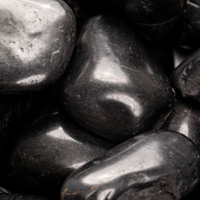 Image showing  Rivora Nero Super Polished Quartzite Landscaping Rock Pebbles, 1-2 in., 55 Bags, 40 lbs/Bag