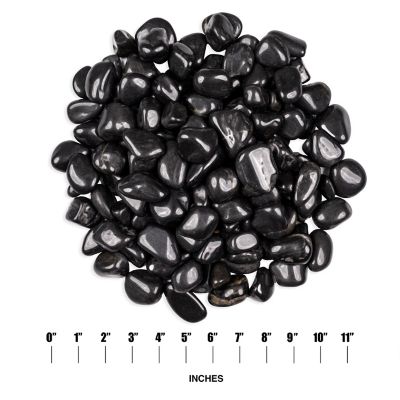 Image showing  Rivora Nero Super Polished Quartzite Landscaping Rock Pebbles, 0.25-0.75 in., 55 Bags, 40 lbs/Bag
