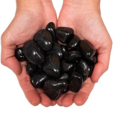 Image showing  Rivora Nero Super Polished Quartzite Landscaping Rock Pebbles, 0.25-0.75 in., 55 Bags, 40 lbs/Bag