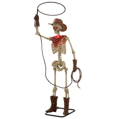 Red Shed 60 in. Skeleton Cowboy Halloween Animatronic
