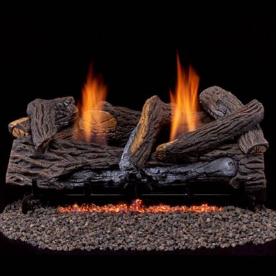 Duluth Forge DLS-L24R-2, Vent Free Gas Log Set, Ember Chassis: Propane, Remote Thermostat Control, Fiber Logs: 24in. Stacked Oak
