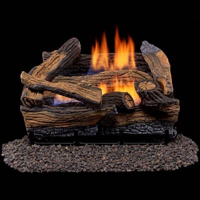 Duluth Forge DLS-L18T-1, Vent Free Gas Log Set, U-Burner Chassis: Propane, Thermostat, and Fiber Logs: 18 in. Split Red Oak