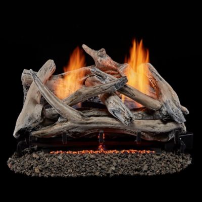 Bluegrass Living Vent Free Dual Fuel Gas Log Set-24 in. Driftwood, 33,000 BTU, Remote Control-Model# B24DR-ES2