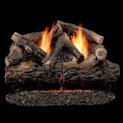 Bluegrass Living Vent Free Dual Fuel Gas Log Set-24 in. Rustic Oak, 33,000 BTU, Remote Control-Model# B24DR-ES4
