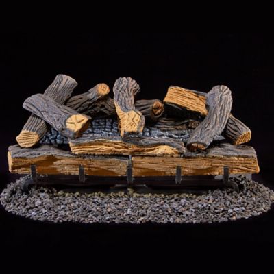 Image showing  DLS-L24R-1, Vent Free Gas Log Set, Ember Chassis: Propane Gas, Remote Thermostat, and Fiber Logs: 24in Split Oak