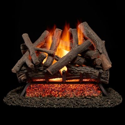 Bluegrass Living Vented Natural Gas or Propane Fireplace Log Set With Remote -24 in. Rustic Oak, 55,000 BTU-Model# BVL24-3-RO