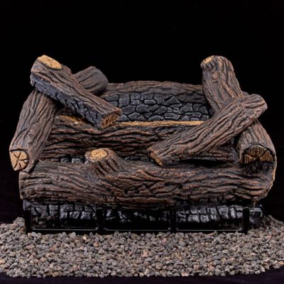 Image showing  DLS-N18R-2, Vent Free Gas Log Set, U-Burner Chassis: Natural Gas, Remote Thermostat Control: 18in Stacked Red Oak