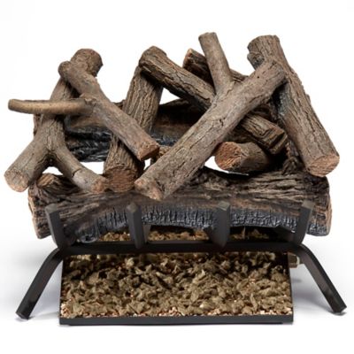 Image showing  Vented Natural Gas Fireplace Log Set-18 in. Rustic Oak, 45,000 BTU, Match Light-Model# BVL18-3