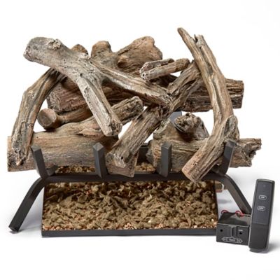 Image showing  Vented Natural Gas or Propane Fireplace Log Set With Remote-18 in. Driftwood, 45,000 BTU-Model# BVL18-1-RO