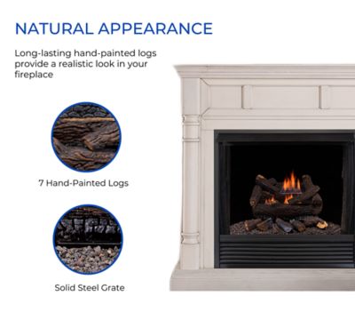 Image showing  DLS-N18T-2, Vent Free Gas Log Set, U-Burner Chassis: Natural Gas, Thermostat, Fiber Logs: 18 in. Stacked Red Oak