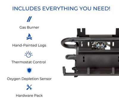 Image showing  DLS-N18T-2, Vent Free Gas Log Set, U-Burner Chassis: Natural Gas, Thermostat, Fiber Logs: 18 in. Stacked Red Oak