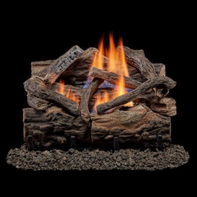 Bluegrass Living Vent Free Dual Fuel Gas Log Set-18 in. Rustic Oak, 30,000 BTU, Remote Control-Model# B18DR-UL4