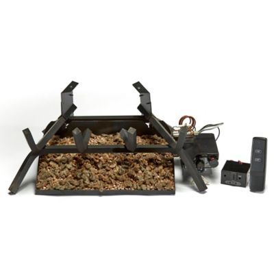 Image showing 6 th Bluegrass Living Vented Natural Gas or Propane Fireplace Log Set With Remote-18 in. Rustic Oak, 45,000 BTU-Model# BVL18-3-RO