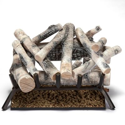 Image showing  Vented Natural Gas Fireplace Log Set-24 in. Birch Wood, 55,000 BTU, Match Light-Model# BVL24-2